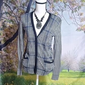 Ralph Lauren size small cardigan sweater. Black/white/blue